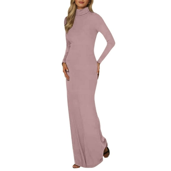 HJYCHN Elegant Long Sleeve Bodycon Dress for Women Ideal Daily Wear and Outings with Comfortable Stretch Fabric and Design Light Pink XXXL