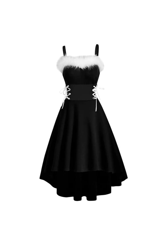 Elegant Off Shoulder Women Party Dress with Lace Up Detail and Asymmetrical High Low Hemline for Festive Holiday Occasions Black XXL
