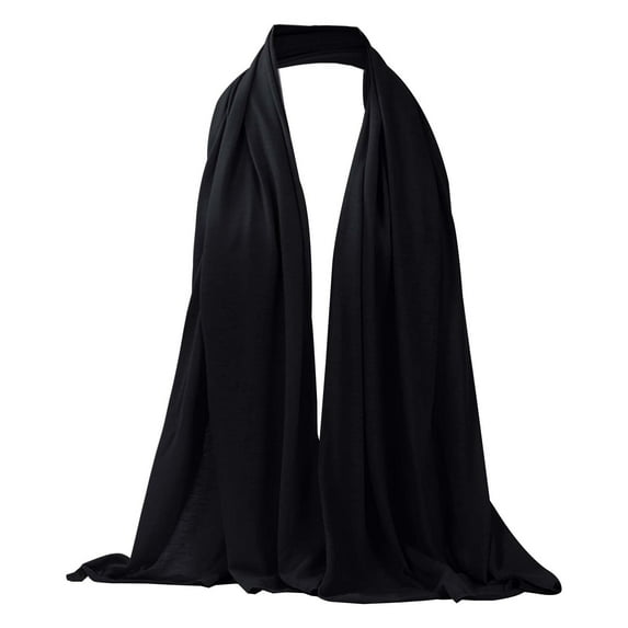 HJYCHN Elegant Scarf for Women Solid Color Long Hijab Wrap Fashionable Head Covering Accessory Black One Size