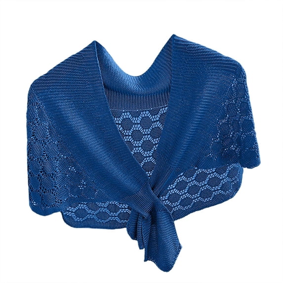 HJYCHN Elegant Shawl Wrap Versatile Outerwear Lace Knit Cape Lightweight Cardigan Sun Cover Up for Women Daily Wear Blue One Size