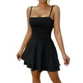 thumbnail image 1 of HJYCHN Elegant Strapless Mini Dress for Women Flowy Party Wear with Ruched Waist and Ruffle Hem Design Black M, 1 of 8