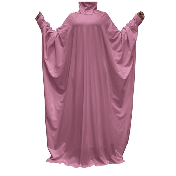HJYCHN Elegant Women Abaya Prayer Dress with Hooded Hijab Kaftan Arab Robe for Daily Wear Purple One Size