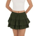 thumbnail image 1 of HJYCHN Elegant Women High Waist Layered Pleated Ruffle Lace Solid Skirt with Flowy Tiered Design for Fashionable Casual Outfits Green M, 1 of 4