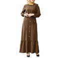 thumbnail image 1 of HJYCHN Elegant Women Long Sleeve Pullover Abaya Dress for Daily Prayer Wear and Fashion Long Dress Coffee S, 1 of 7