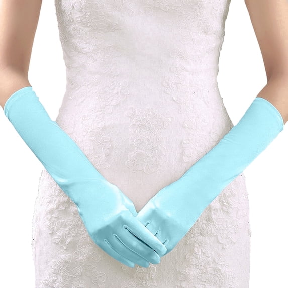 HJYCHN Elegant Women Satin Gloves for Wedding Party Formal Evening Events and Mint Green One Size