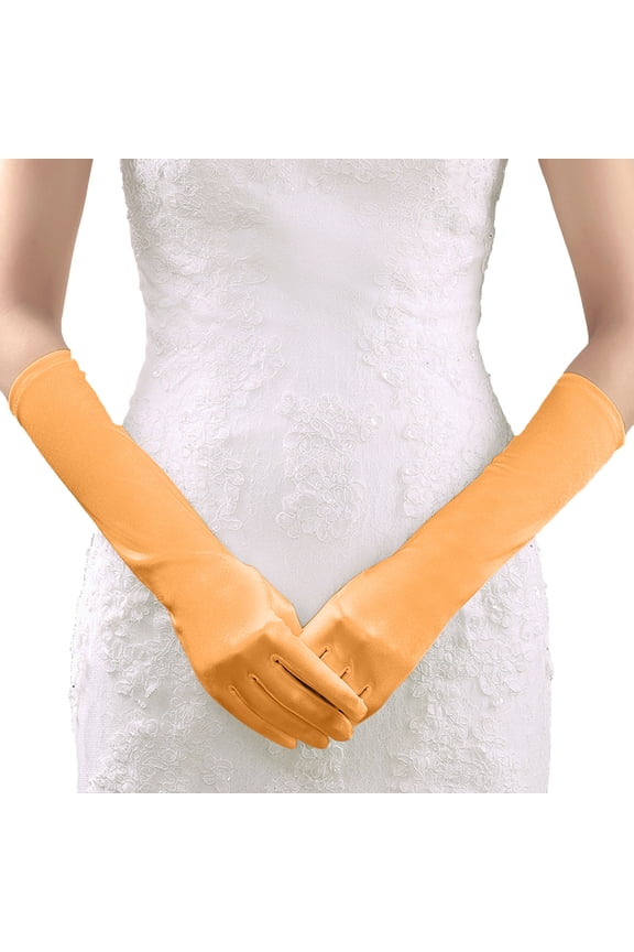Elegant Women Satin Gloves for Wedding Party Formal Evening Events and Yellow One Size
