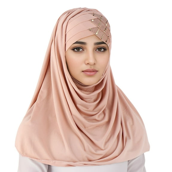 HJYCHN Elegant Women Turban Wrap Cap Soft Stretchable Chemo Headwear Shawl Style Headband for Hair Loss Pink One Size