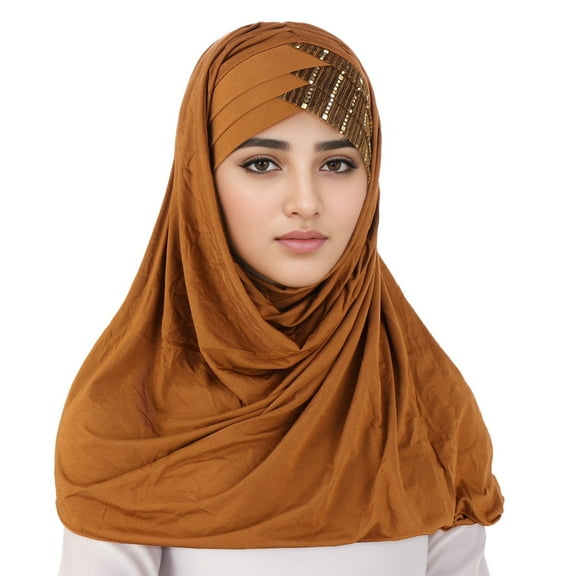 HJYCHN Elegant Women Turban Wrap Cap Soft Stretchable Chemo Headwear Shawl Style Headband for Hair Loss Yellow One Size