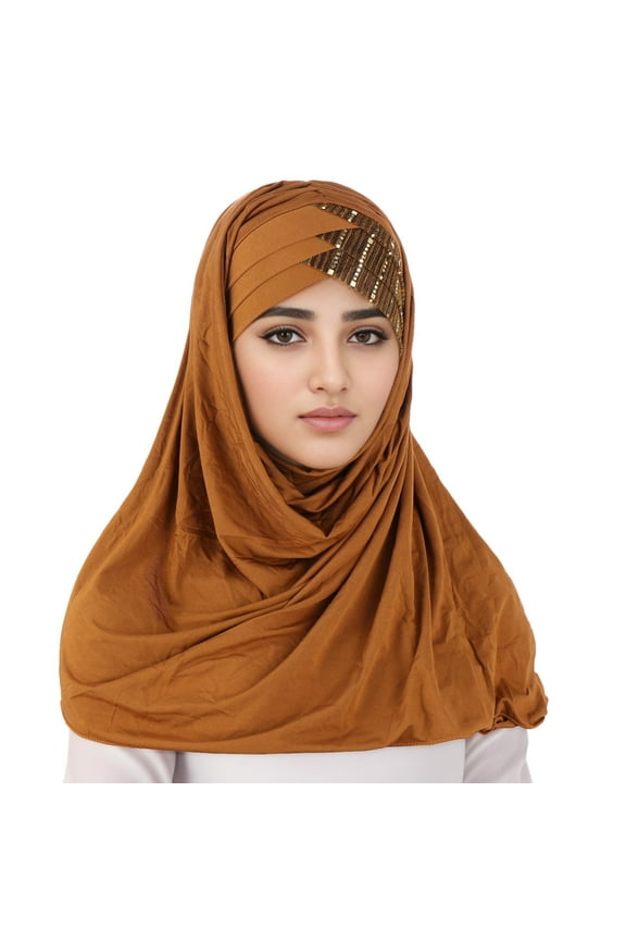 Elegant Women Turban Wrap Cap Soft Stretchable Chemo Headwear Shawl Style Headband for Hair Loss Yellow One Size