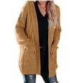 thumbnail image 1 of HJYCHN Elegant Women's Crochet Sweater Cardigan with Long Sleeves and Pockets for Casual Comfort Khaki M, 1 of 5