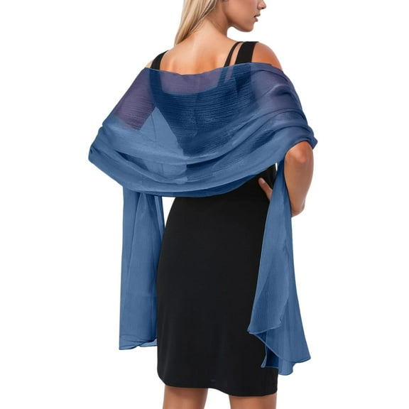 HJYCHN Elegant Women's Evening Party Shawl Wrap Bridal Silk Scarf Fashionable Stole For Dresses And Qipao Blue One Size