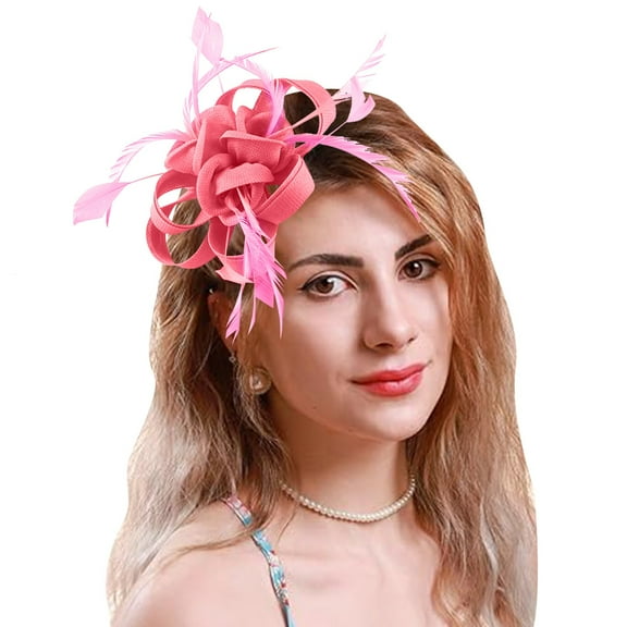 HJYCHN Elegant Women's Fascinator High Tea Party Hat Wedding Headpiece Bridal Headwear Accessory Watermelon Red One Size