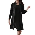 thumbnail image 1 of HJYCHN Elegant Women's Lace Cardigan Dress Set Fashionable Two Piece Outfit Versatile for Casual and formal Wear Black XXL, 1 of 9