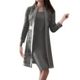 thumbnail image 1 of HJYCHN Elegant Women's Lace Cardigan Dress Set Fashionable Two Piece Outfit Versatile for Casual and formal Wear Grey S, 1 of 9