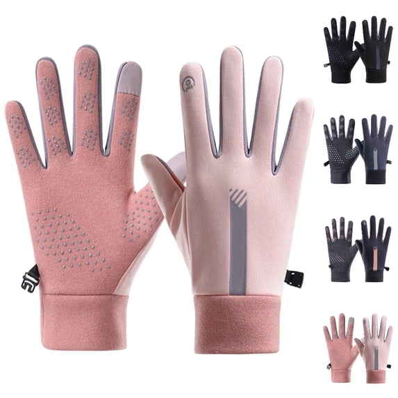 HJYCHN Exercise Gloves Touchscreen Full Finger Design with Textured Grip and Adjustable for Men Women Outdoor Sports Thermal Gloves Pink One Size