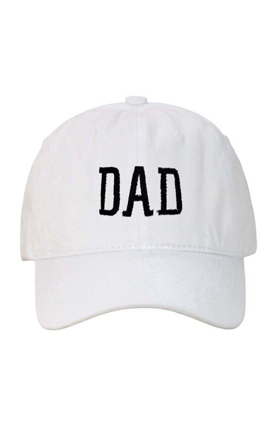 Fathers Day DAD Embroidered Baseball Cap Custom Printed Design For Dad White One Size
