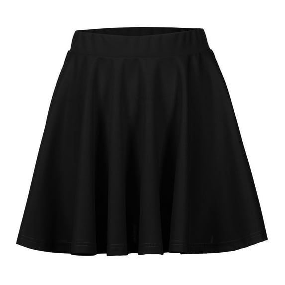 HJYCHN Flared Mini Solid Color Skirt for Women with Stretchy Pleats and Elegant Design Short Skirt Black L