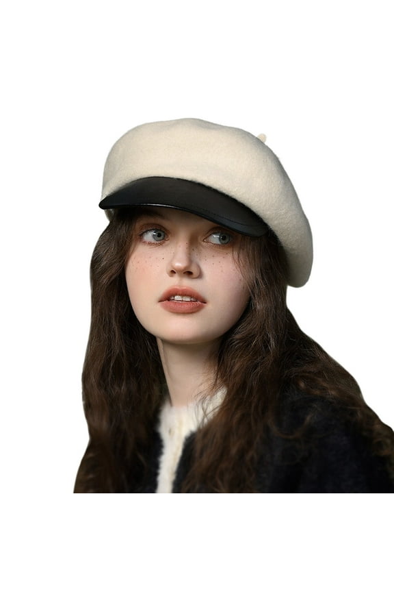 French Wool Beret Hat Elegant Style For Women Adults Party Wear White One Size