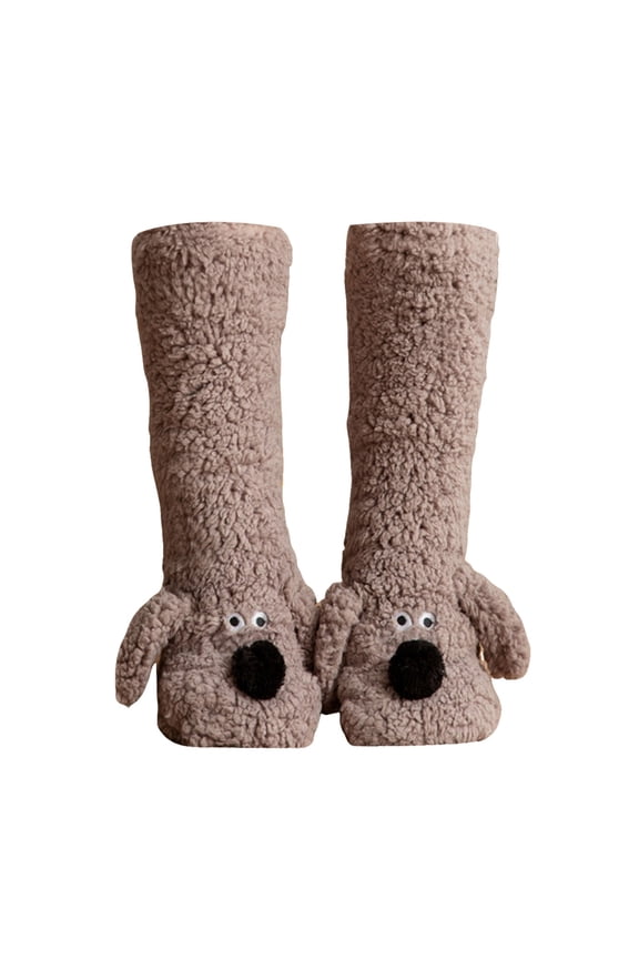 Fuzzy Socks for Men & Women Cozy Winter Warm Slipper Socks Microfiber Soft Home Sleeping and Floor Socks Thermal Socks Brown One Size