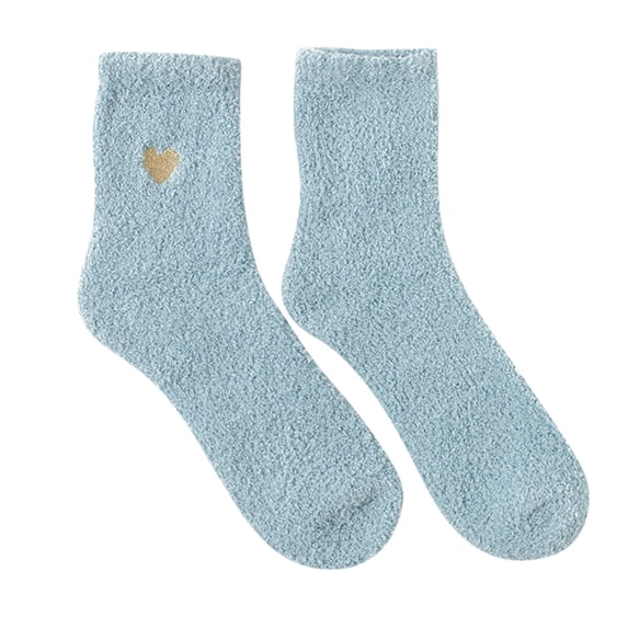 HJYCHN Fuzzy Socks for Women Casual Heart Cute Print Pattern Lady Socks Comfortable Soft Warm for Winter and Sleep Thermal Socks Light blue One Size