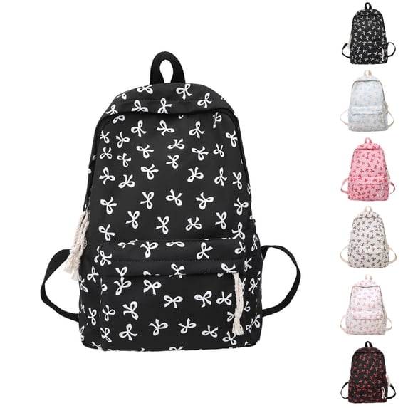 HJYCHN Girl School Backpack Bow Design Cute Preppy Daypack for Girls Kids College School Travel School Backpack Black One Size