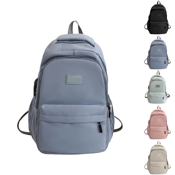 HJYCHN Girl School Backpack Stylish Solid Color Large Capacity Daypack for Girls Kids College School Everyday Use School Backpacks Blue One Size