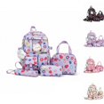 thumbnail image 1 of HJYCHN Girls Backpack Strawberry Floral Print 4Pc Set Daypack with Multi Pockets Charm Back to School Supplies for Kids Backpack for Boys Purple, 1 of 7