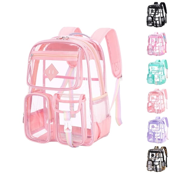 HJYCHN Girls Clear Backpack Large Capacity Water-Resistant for Elementary Middle School Students 8-15 Years School Backpack for Girls Pink One Size