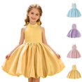 thumbnail image 1 of HJYCHN Girls Dresses Halter Neck Sleeveless Party Gown with Back Bow and Puffy Skirt for Toddler Dress 7-8 Years, 1 of 9