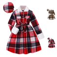 thumbnail image 1 of HJYCHN Girls Dresses Long Sleeve Plaid Dress with Detachable Hood and Matching Belt for Kids Dress 11-12 Years, 1 of 9