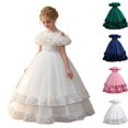 thumbnail image 1 of HJYCHN Girls' Dresses off Shoulder Long Layered Tutu Gown with Ruffled Neckline for Toddler Dress 11-12 Years, 1 of 9