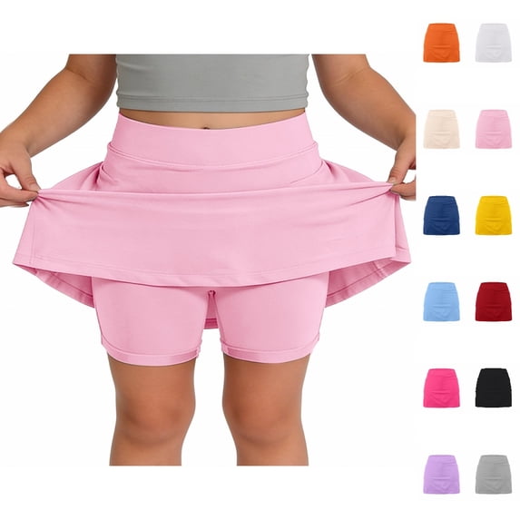 HJYCHN Girls Skort High Waist Sport Skort with Built in Shorts and Pockets for Tennis Cheerleading Daily Wear Back to School 10-11 Years