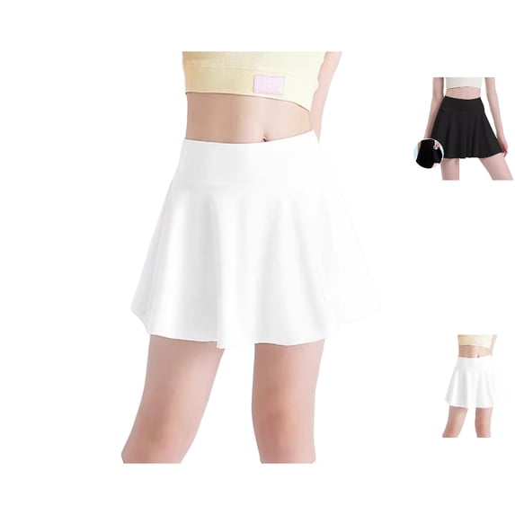 HJYCHN Girls Skort Lightweight Pleated Tennis Skort with Built in Shorts and Pockets for Sports Daily Wear Back to School Clothes 7-8 Years