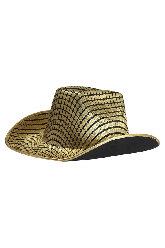Gold Silver Tone Cowboy Hat for Men Women Western Style Sun Wide Brim Performance Headwear Gold One Size