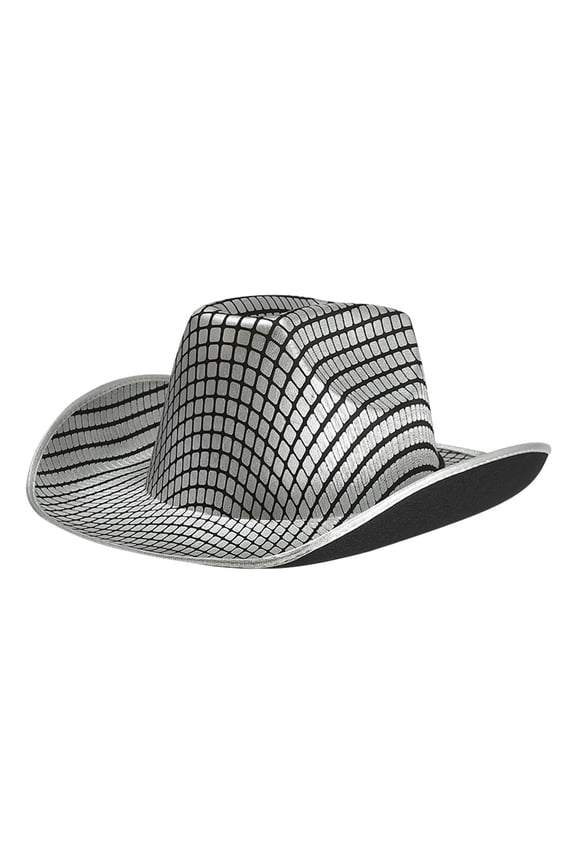 Gold Silver Tone Cowboy Hat for Men Women Western Style Sun Wide Brim Performance Headwear Silver One Size
