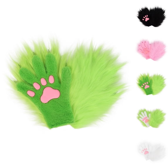 HJYCHN Halloween Gloves Cat Shaped with Pad Accent Full Finger Style for Women and Men Cosplay Accessory Warm Gloves Green One Size