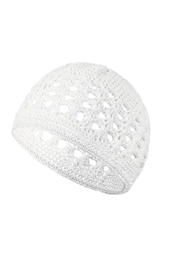 Hand Crocheted Bucket Hat Openwork Knit Design Breathable Sun Beach Cap for Women and Men White One Size