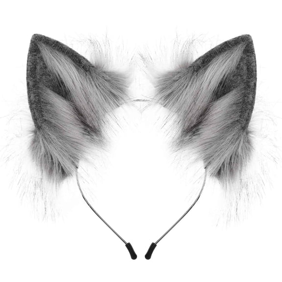 HJYCHN Handmade Wolf Ears Headband for Party Unique Accessories for Festivals and Events Dark Gray One Size