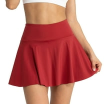 HJYCHN High-Waist Yoga Skirt with Pockets for Women Athletic Workout Running Tennis Fitness Comfortable Lightweight Activewear Red XL