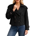 thumbnail image 1 of HJYCHN Jackets for Women Stylish Lightweight Cropped Trench Coat With Double Design And Multiple Pockets For Everyday Wear Trench Coat Women Black M, 1 of 5