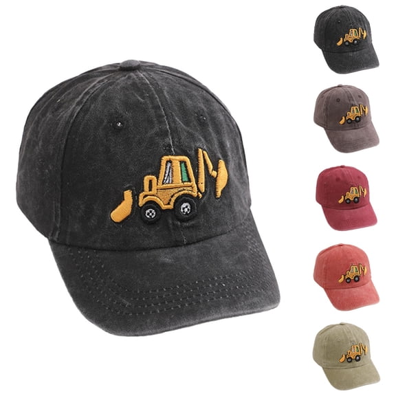 HJYCHN Kids Baseball Hat Construction Truck Embroidery Washed Boys Baseball Hats Girls Daily Wear All Season