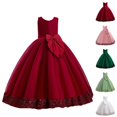 thumbnail image 1 of HJYCHN Kids Dress Sleeveless Long Formal Dress with Big Bow and Tiered Skirt for Dress for Girls 4-5 Years, 1 of 9