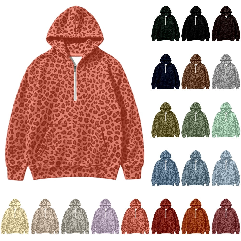 HJYCHN Kids Half Zip Hoodie Animal Print Pocket Long Sleeve Pullover ...