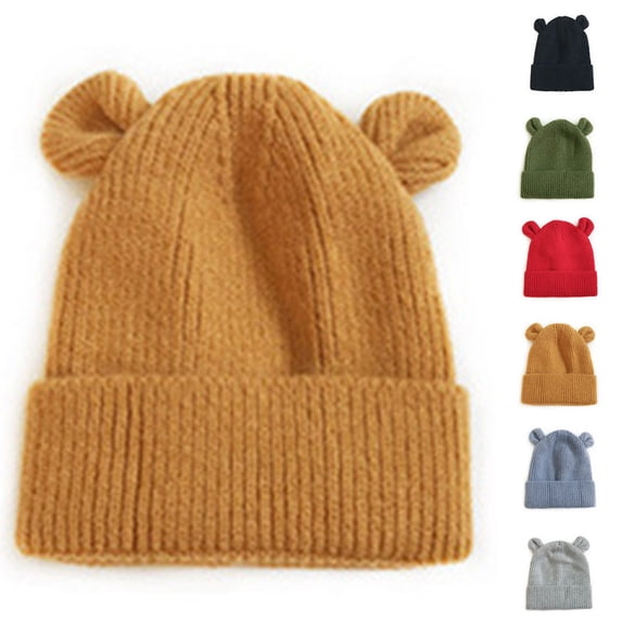HJYCHN Kids Hats Boys Bear Ear Design Knit Girls Hats Winter Warm Outdoor Daily Wear Cozy Comfort Fit