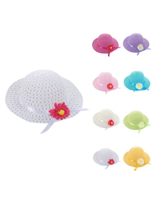 Kids Hats Boys Daisy Flower Decor Tie Band Girls Hats Outdoor Beach Daily Wear Breathable
