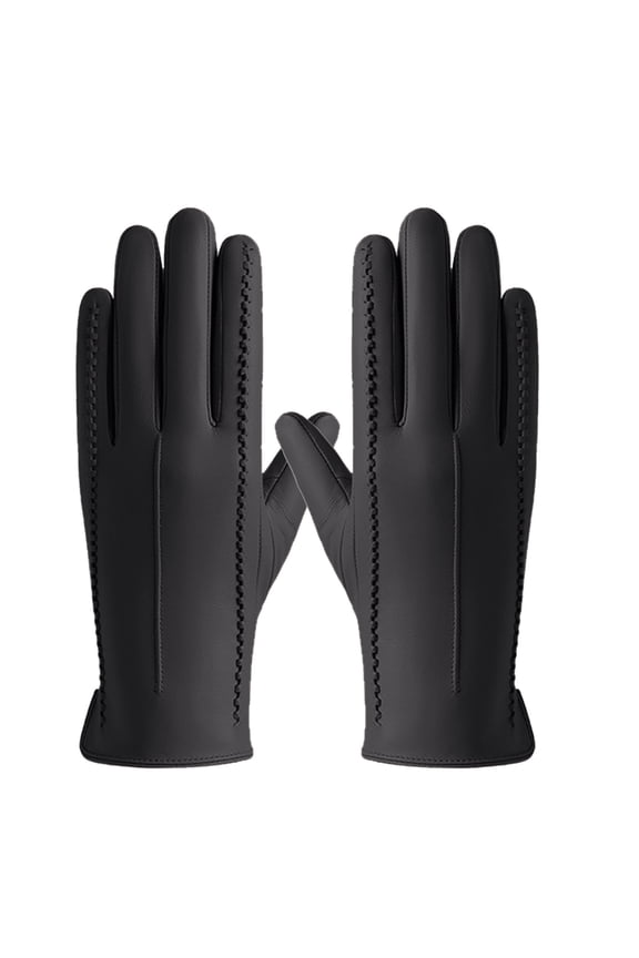 Ladies 2024 Autumn Winter Solid Versatile Windproof Thick Cold Leather Gloves Mittens Warm and Comfortable Gloves Black L