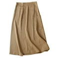 thumbnail image 1 of HJYCHN Ladies Retro High Waisted Wrap A Line Skirt with Linen Blend for Casual Daily Wear and Outfit Versatility Khaki XXL, 1 of 3