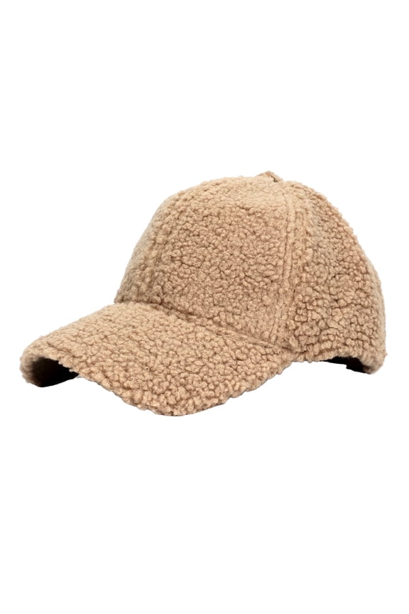 Lamb Wool Baseball Cap For Men And Women Winter Warm Sports Hat Outdoor Travel Casual Khaki One Size