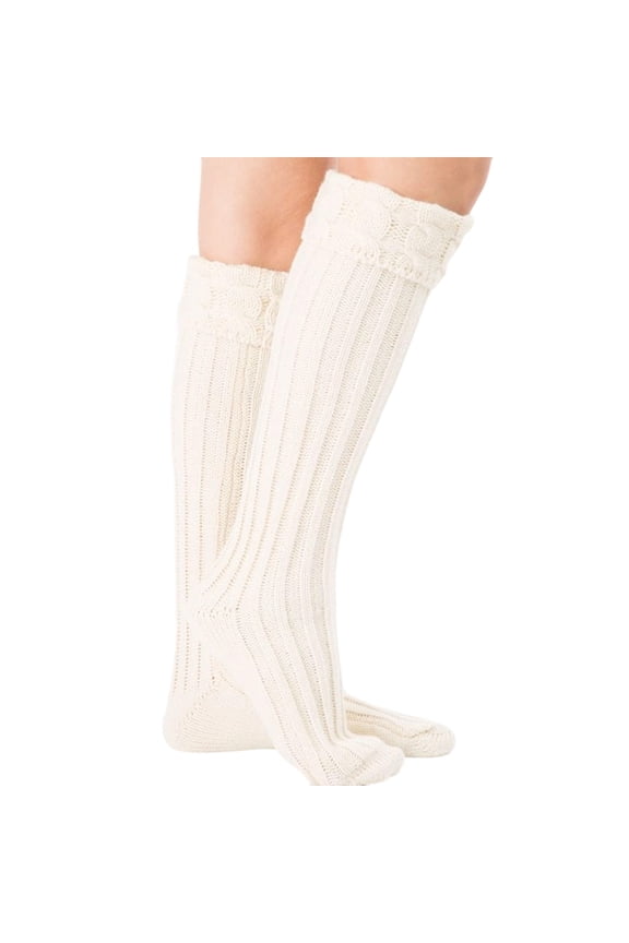 Leg Warmers Warm Knitted Foot Cover Boot Liners Cozy Winter Socks for Women and Girls Soft Yarn Textured Womens Socks White One Size