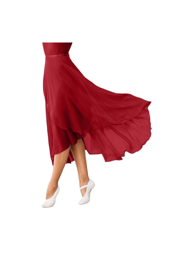 Long Skirts for Women Ballet Wrap Skirt Long Sheer Dance Chiffon Apron for Practice and Performance Ballet Skirt Red One Size